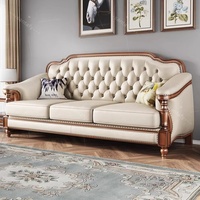 Ensemble de canapés en cuir européen pour appartement, hôtel, villa, petit espace de vie, 1+2+3 places, complet, en bois massif, luxe, minimaliste, sectionnel