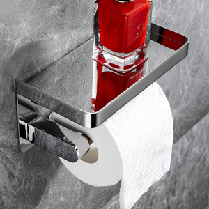 Ensemble d'accessoires de salle de bain mural en acier inoxydable moderne rouleau de papier toilette porte-papier <span class=keywords><strong>WC</strong></span> <span class=keywords><strong>support</strong></span> pour téléphone aucun perçage requis pour - Product Image 3