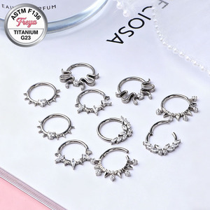 Bijoux de piercing nasal de haute qualité Freya pour bovins, anneau de nez en titane ASTM-F136 avec zircon, segment de septum, anneaux de nez pour vaches, pour femmes - Product Image 3