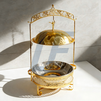 Ensemble de chauffe-plats suspendus de luxe dorés pour traiteur, alimentés à l'alcool, avec supports réglables, pour mariages et réceptions, utilisables comme ustensiles de cuisine