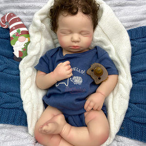 Muñeca Reborn <span class=keywords><strong>de</strong></span> Silicona, Bebé Regordete <span class=keywords><strong>de</strong></span> 20 Pulgadas, Piel Ultra Suave, Muñeca con Peso, Cabello Rizado Injertado a Mano para una Sensación Realista y Confortable - Product Image 1