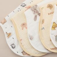 Bavoirs d'été pour bébé, motif ours de dessin animé, réutilisables et absorbants, avec coussinet d'épaule doux, pour filles et garçons