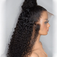 Peluca de encaje transparente HD 360 al por mayor para mujeres negras, cabello humano virgen vietnamita rizado, sin pegamento, lista para usar