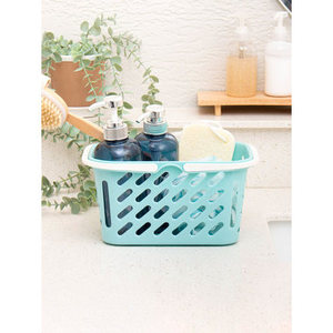 Cesta con asa multiusos azul con Material de mimbre PP Flexible, Forma cuadrada de tamaño pequeño para baño, decoración del hogar, embalaje de cartón - Product Image 1