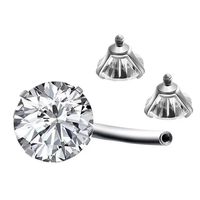Piercing de nombril à quatre griffes en zircon F136, double tête, spirale interne en zircon, accessoire de piercing