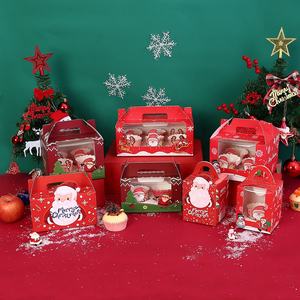 Caja de pastel transparente rectangular XJH en relieve Navidad <span class=keywords><strong>Jumbo</strong></span> 6/12 cavidades cartón Cupcakes embalaje ventana transparente para Cupcake - Product Image 2