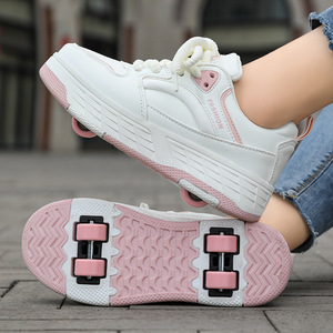 Zapatillas de plataforma blancas para mujer, con cordones, punta redonda, parte superior sintética, suela de goma, que aumentan la altura, para todas las estaciones, estilo chunky. - Product Image 4