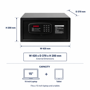 Caja Fuerte Portátil de Metal para <span class=keywords><strong>Hotel</strong></span> con Pantalla LED Inteligente y <span class=keywords><strong>Puerto</strong></span> USB para Suministro de Energía de Emergencia - Product Image 3