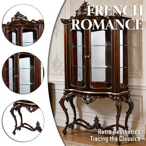 Mueble de Madera Sólida para Vino, Personalizable y de Lujo, Mueble de Exhibición Clásico para Sala de Estar con Puerta de Vidrio - Product Image 2