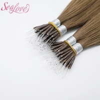 Extensions de cheveux naturels Remy européens vierges, lisses, avec cuticules alignées, personnalisables, à pointe I, en silicone et nano-plastique