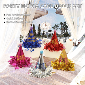 Manufacturer Wholesale Birthday Party <b>Decorations</b>-Adult Fur Ball Pointed Hat Cake Dress Eco-friendly Paper <b>Festive</b> - Product Image 2