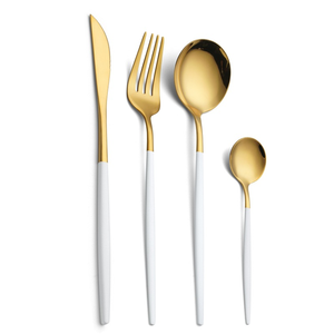 Vajilla Elegante Portuguesa Personalizada <span class=keywords><strong>de</strong></span> Venta Directa <span class=keywords><strong>de</strong></span> Fábrica, Juego <span class=keywords><strong>de</strong></span> Cuchillo, Cuchara y Tenedor <span class=keywords><strong>de</strong></span> <span class=keywords><strong>Acero</strong></span> <span class=keywords><strong>Inoxidable</strong></span> Chapado en Oro - Product Image 5