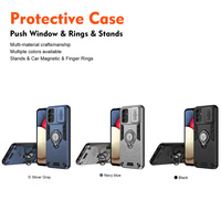 Housse de protection de caméra coulissante Armure antichoc Hybrid TPU Hard Back Case pour Samsung Galaxy A16 Car Magnetic Ring Holder Cover