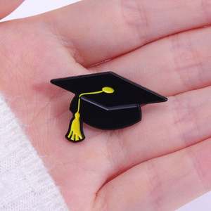 Custom Creative Flower Scroll Doctoral <b>Hat</b> Badge Graduation Season Cap Brooch Metal Badge Enamel Pins - Product Image 2