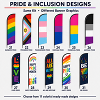 Kit de drapeau plume prêt à l'emploi, 31 designs, pour publicité extérieure, drapeau de plage avec options de mât et de base pour la promotion des magasins