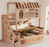 Lit superposé moderne en bois massif pour chambre d'enfant, design cabane dans les arbres, avec toboggan personnalisé, gain de place, petit et confortable, idéal pour l'école et la salle de sport