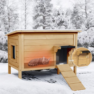 Maison pour chat sauvage, extérieure, isolation thermique, abri pour chat, imperméable, grande maison pour animaux de compagnie en bois pour plusieurs chats, échelle pliable - Product Image 1