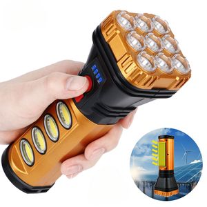 High-Lumen Solar-Charging <b>LED</b> <b>Flashlight</b> Multi-Mode Handheld Work Lightwith Waterproof COB Side Light Ideal for Outdoor Camping - Product Image 1
