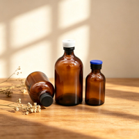 Flacons en verre ambré de plusieurs tailles, flacons vides à col serti pour l'emballage de sérum cosmétique, de médicaments liquides