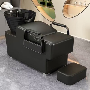 Modern Black <b>Salon</b> <b>Furniture</b> Shampoo Backwash Unit Sink Station Washing Hair Bed Tilting Ceramic Sink With Adjustable Seat - Product Image 6