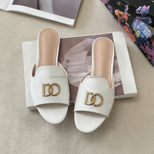 Ladies Shoes and Sandals Summer Luxury Designer Brand High Quality Original Colorful Leather <b>Slippers</b> Dc for Girls - Product Image 1