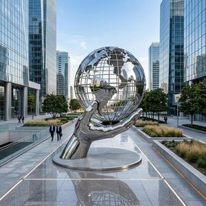 Escultura de Globo Terráqueo Artística Personalizada para Exteriores, de Acero Inoxidable, Grande, para Decoración Moderna de Exteriores - Product Image 2