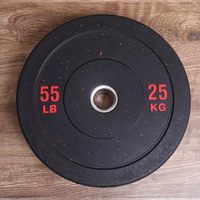 Disques de musculation en caoutchouc intégral avec points de couleur, anneau en acier inoxydable pour l'entraînement en force en salle de sport commerciale et à domicile