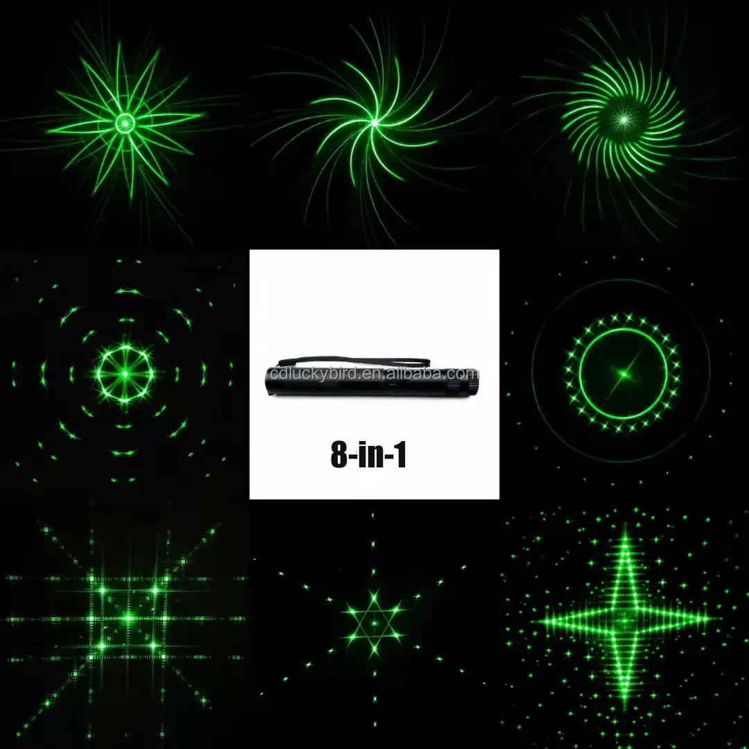 새로운 & 특허 303 레이저 6-in-1 8-in-1 레코딩 충전식 강력한 레드 블루 퍼플 그린 레이저 포인터 303