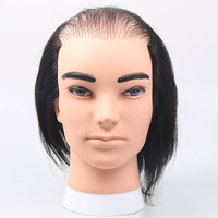 Tête de mannequin chauve en cheveux humains naturels de 8 pouces JAMBALAYA, tête d'entraînement pour hommes, tête de pratique pour greffe de cheveux masculin