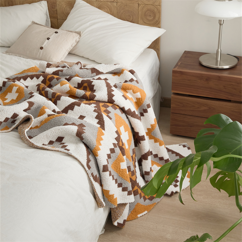 KTE мягкое ромбовидное геометрическое плетеное одеяло из микрофибры для украшения дома оптом