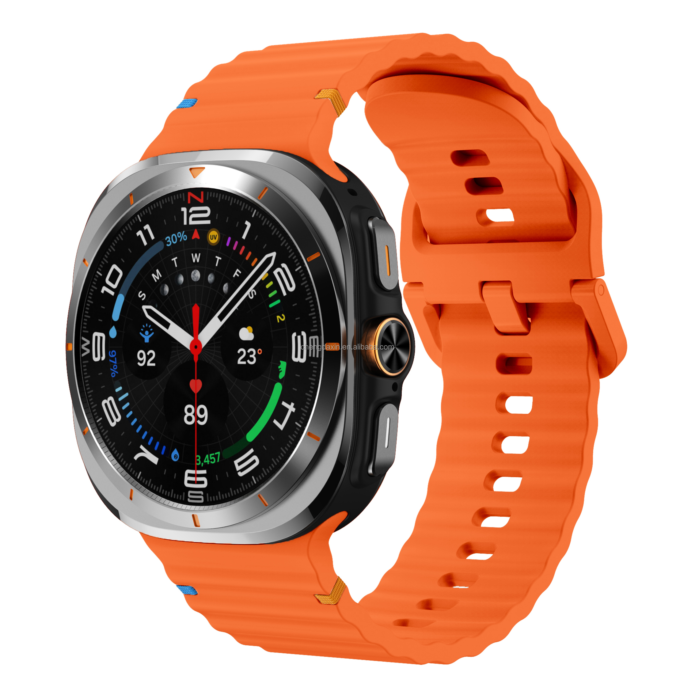 For Samsung Watch 7 Ultra 47mm Replacement Adjustable Watch Band Strap Soft Silicone Breathable Smart Watch Band Rubber Bracelet