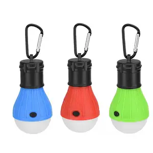 Venta al por mayor llavero linterna verde-Lámpara de tienda de campaña multifuncional con batería AAA, 3 bombillas led de plástico, portátil, con llavero