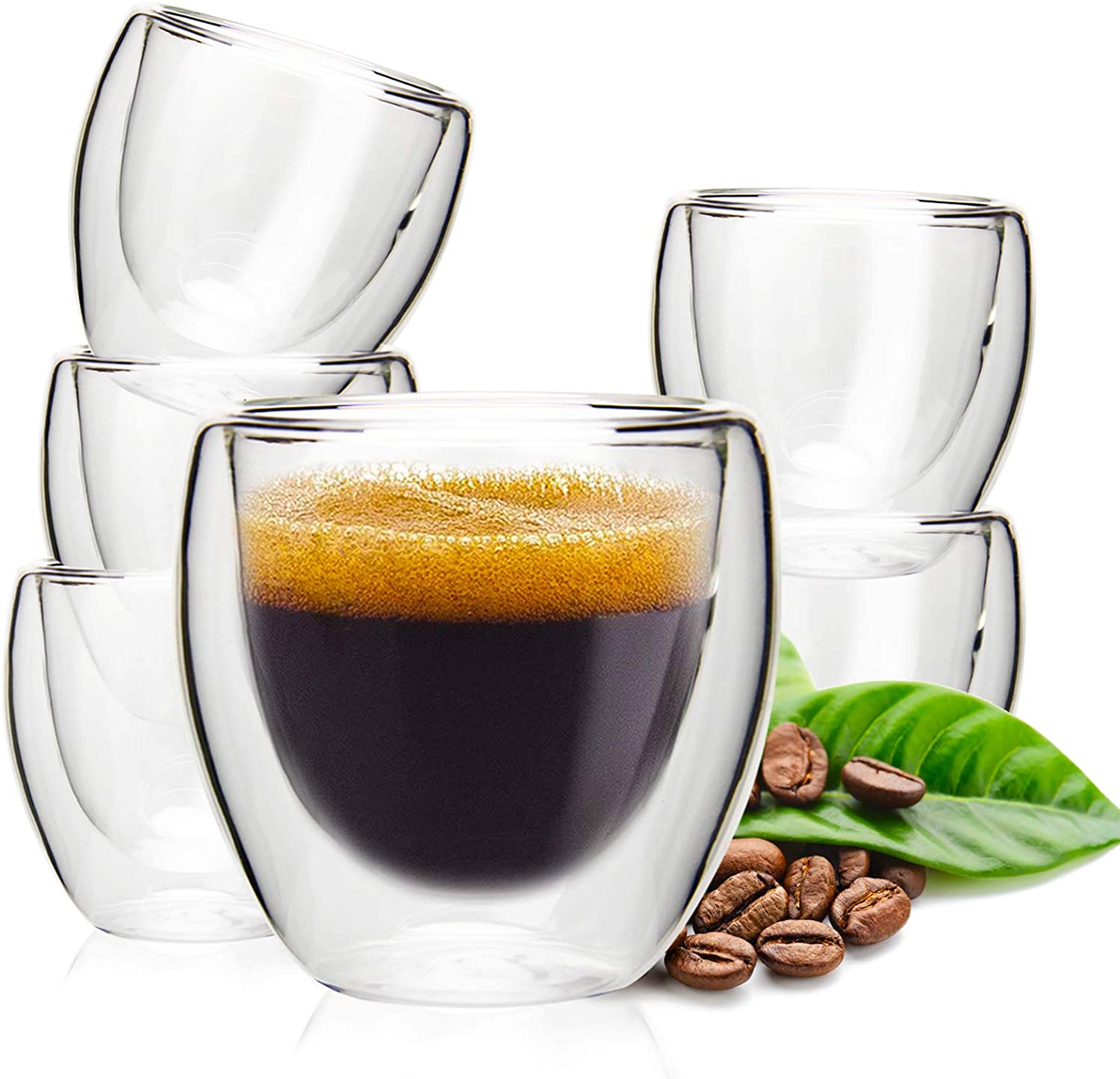 Verre à liqueur Café Espresso Tasses Cafecito Tasses Verre thermo-isolé à double paroi