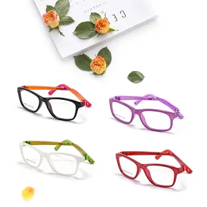 Children Eyewear Glasses rubber round Colorful Flexible Silicone TR 90 with ropes Optical Eye Glasses
