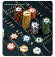 Jetons de poker multicolores en argile lavable de 13,5 g (40x3,3 mm) pour le mahjong, les jeux de cartes et les paris