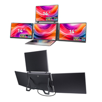 Écran portable quad 14 pouces avec dalle IPS, conception pliable facile, extension d'écran triple pour ordinateur portable