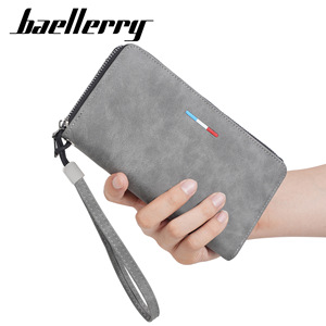 กระเป๋าสตางค์ใบยาวสำหรับผู้ชาย Baelerry สีเทา กระเป๋าคลัทช์อเนกประสงค์พร้อมสายคล้องข้อมือ ใช้ได้ทุกวัน - Product Image 1