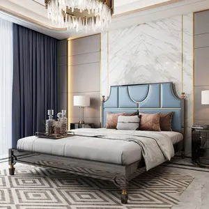 İtalyan yüksek parlak ev king-size yatak metal çift kişilik yatak yatak odası mobilya setleri toptan