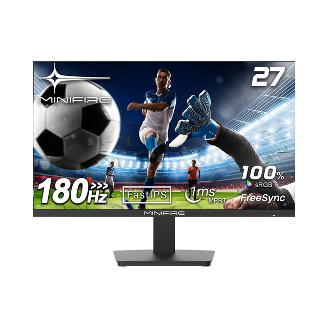 Minifire 27 Inch 16:9 Gaming Monitor 180Hz 1000:1 Contrast 1ms GtG 120% SRGB FreeSync &DP Blacklevel Adjust