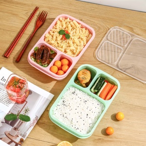 Fiambrera portátil <span class=keywords><strong>rectangular</strong></span> de plástico para niños con compartimentos a prueba de fugas, contenedor de alimentos calentable para el almuerzo - Product Image 4