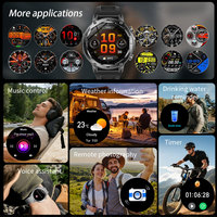 Montre connectée sport pour homme AK118, ronde, 1,7 pouces, moniteur de santé, appels Bluetooth, 1400 mAh, tracker d'activité, étanche IP68, pour extérieur
