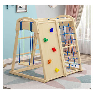 Conjunto de balanço infantil, equipamento para área interna e externa de madeira montessori para escalada academia