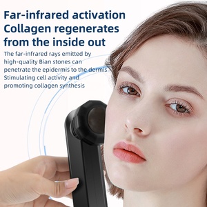 Appareil de lifting facial portatif 3-en-1 Kin Tightening, masseur chaud et froid infusé de minéraux, outil électronique de guérison par les pierres - Product Image 4