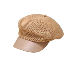 Béret polyvalent pour femme, style rétro coréen, casquette octogonale en maille à visière bec de canard pour tenue décontractée - Product Image 1