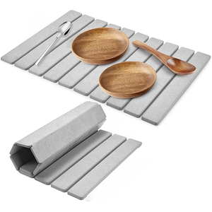 2025 nuevo superabsorbente diatomita tierra de diatomeas piedra <span class=keywords><strong>antideslizante</strong></span> plato rápido secado plegable piedra alfombra de baño para Baño - Product Image 1
