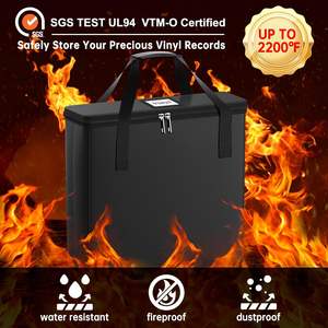 منظم صغير لتخزين السجلات قابل للطي ومقاوم للحريق أكياس وحافظات من الفينيل مع غطاء حقيبة حمل بقفل يحمل ألبومات - Product Image 4