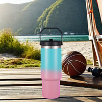 Beauchy Gobelet de voyage en acier inoxydable de 30oz avec logo personnalisé Gobelet isolé sous vide avec poignée portable et paille