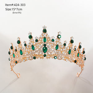 تاج زفاف فاخر مرصع بالأحجار الكريمة، إكسسوار رأس للعروس، تاج أميرة براق وملون لحفلات التخرج والمسابقات - Product Image 3