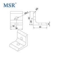 Support d'angle intérieur léger à 2 trous 4040 & 4040 de fabrication CNC pour profil à rainure en T – Chine # 6003