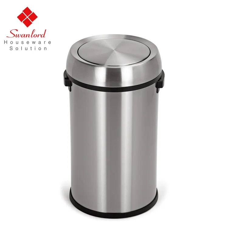 Contenedor de Metal con tapa abatible para exterior grande para reciclaje de basura, uso doméstico con Pedal para cocina, oficina y baño